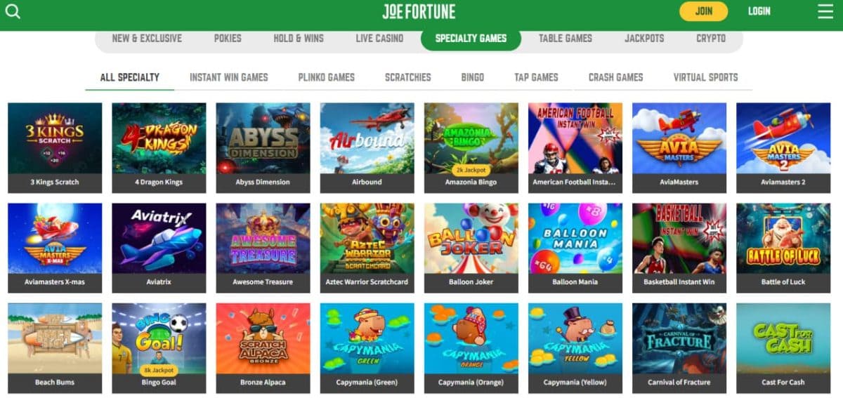 Joe Fortune Casino Review 2026: A$5,000 Welcome, 450 Free Spins & Crypto Payouts for Aussies image 3